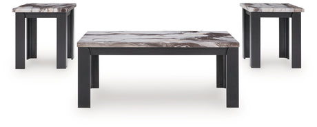 Close-up of faux marble laminate coffee table top
