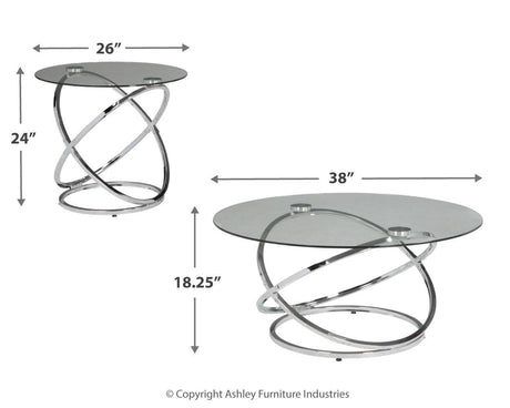 Dimension diagram of Hollynyx table set showing widths and heights