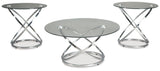 Hollynyx round chrome metal and clear glass end table