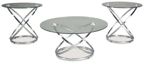Hollynyx round chrome metal and clear glass end table