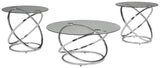 Angled view of Hollynyx chrome and glass table set in modern room