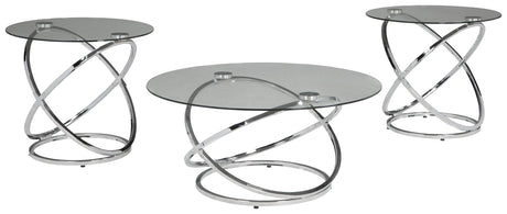 Angled view of Hollynyx chrome and glass table set in modern room