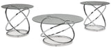 Side view of Hollynyx chrome and glass coffee table