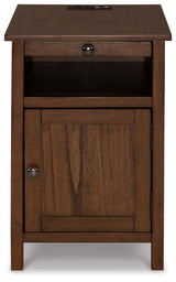 Side view of Treytown Brown Chairside End Table