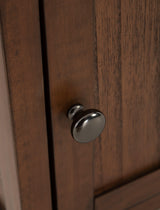 Brown wood-tone finish close-up