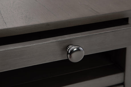 Knob detail on Treytown Gray Chairside End Table