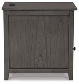 Side view of Treytown Gray Chairside End Table