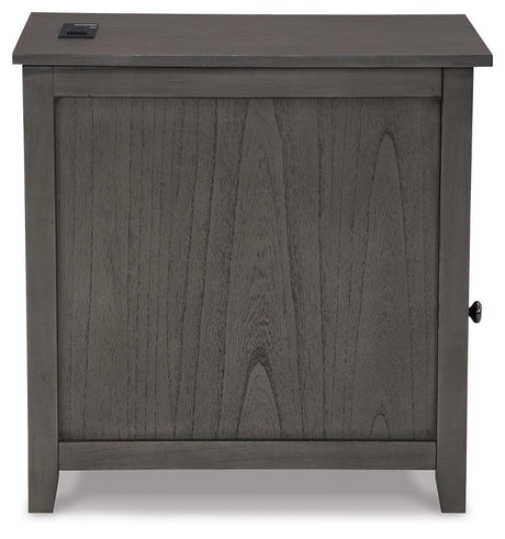 Side view of Treytown Gray Chairside End Table