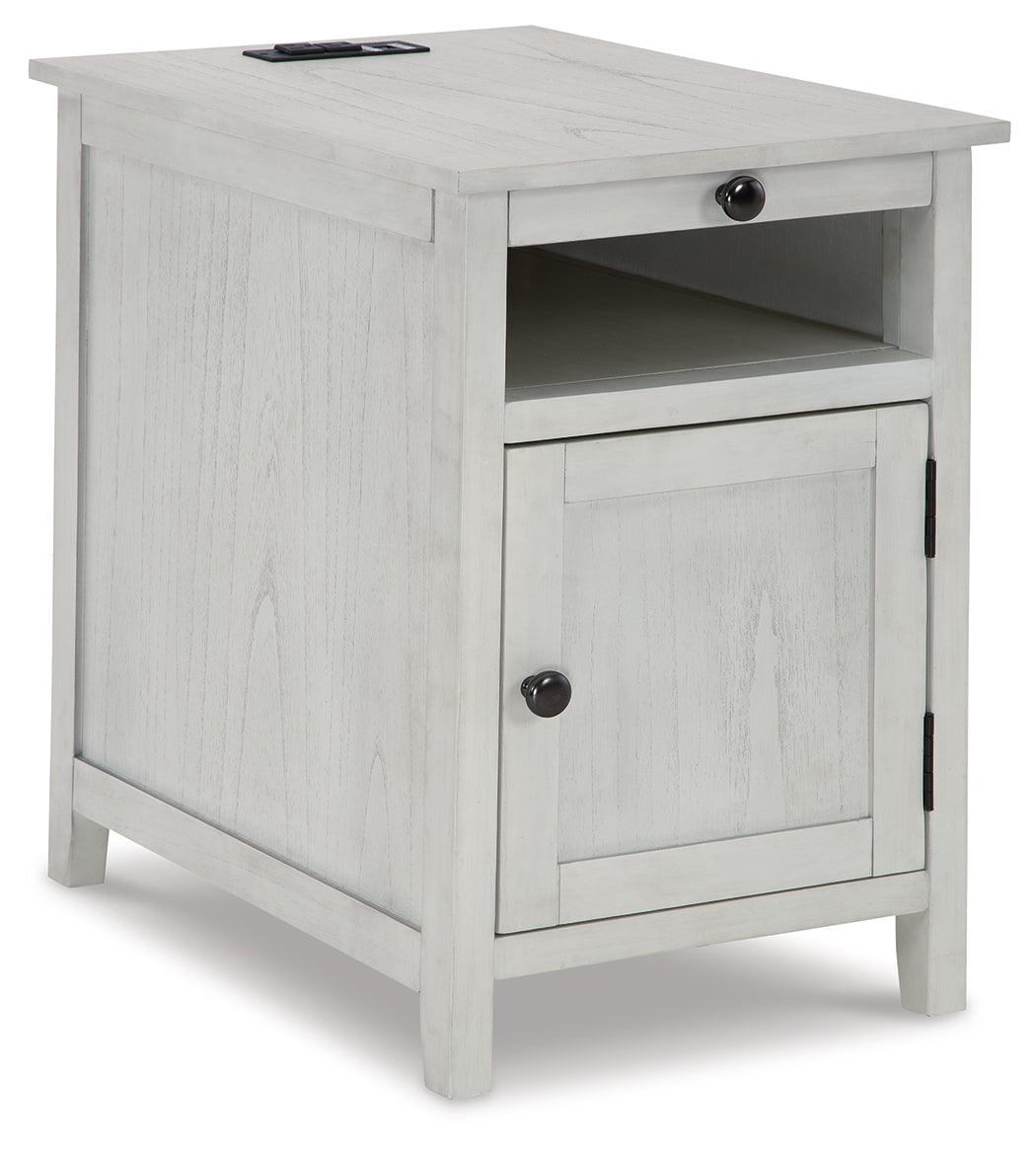 Treytown Chairside End Table angled view with door closed