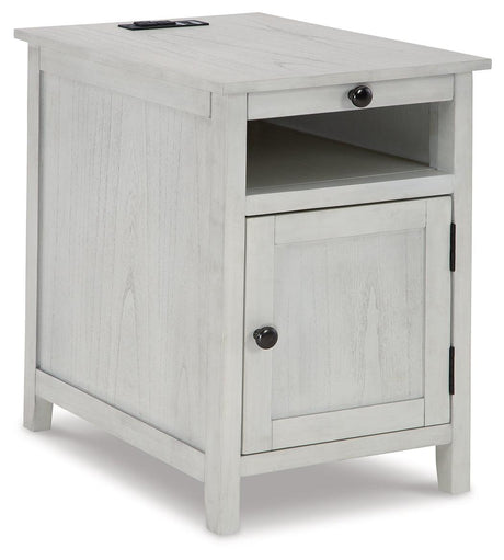 Treytown Chairside End Table angled view with door closed