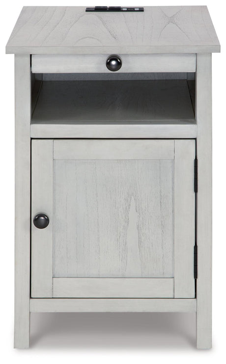 Treytown Chairside End Table head-on view showing storage cabinet