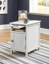 Treytown Chairside End Table showing open storage and pull-out tray