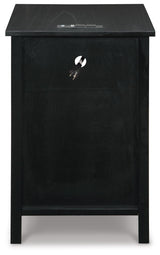Treytown Black Chairside End Table open storage cabinet