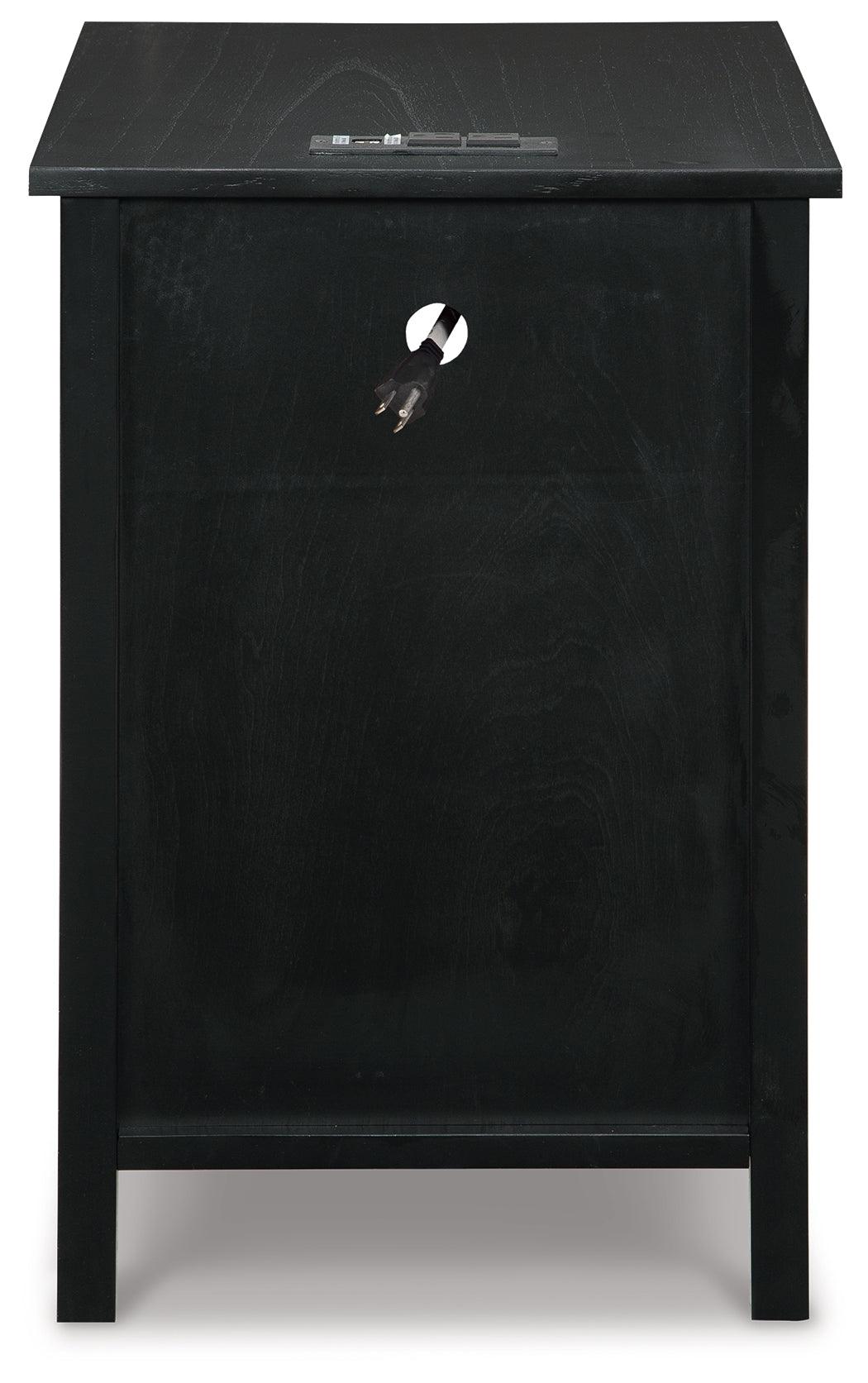 Treytown Black Chairside End Table open storage cabinet
