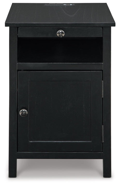 Treytown Black Chairside End Table side view