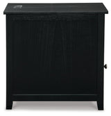Treytown Black Chairside End Table rear view