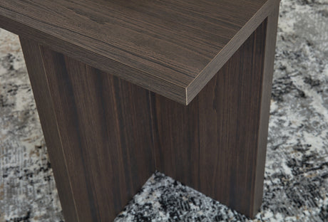 Zendex coffee table side view showing rectangular shape and height