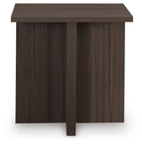 Coffee table front angle in contemporary living room setting
