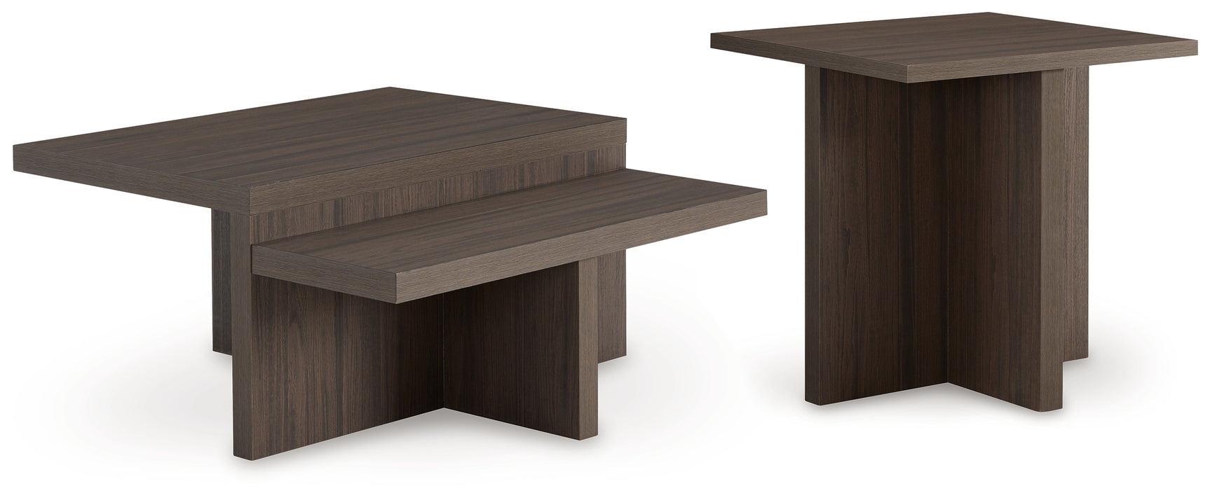 Zendex end table angled view with square top and dark brown finish