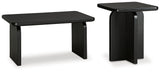 Side view of Mitchalli black end table with clean lines