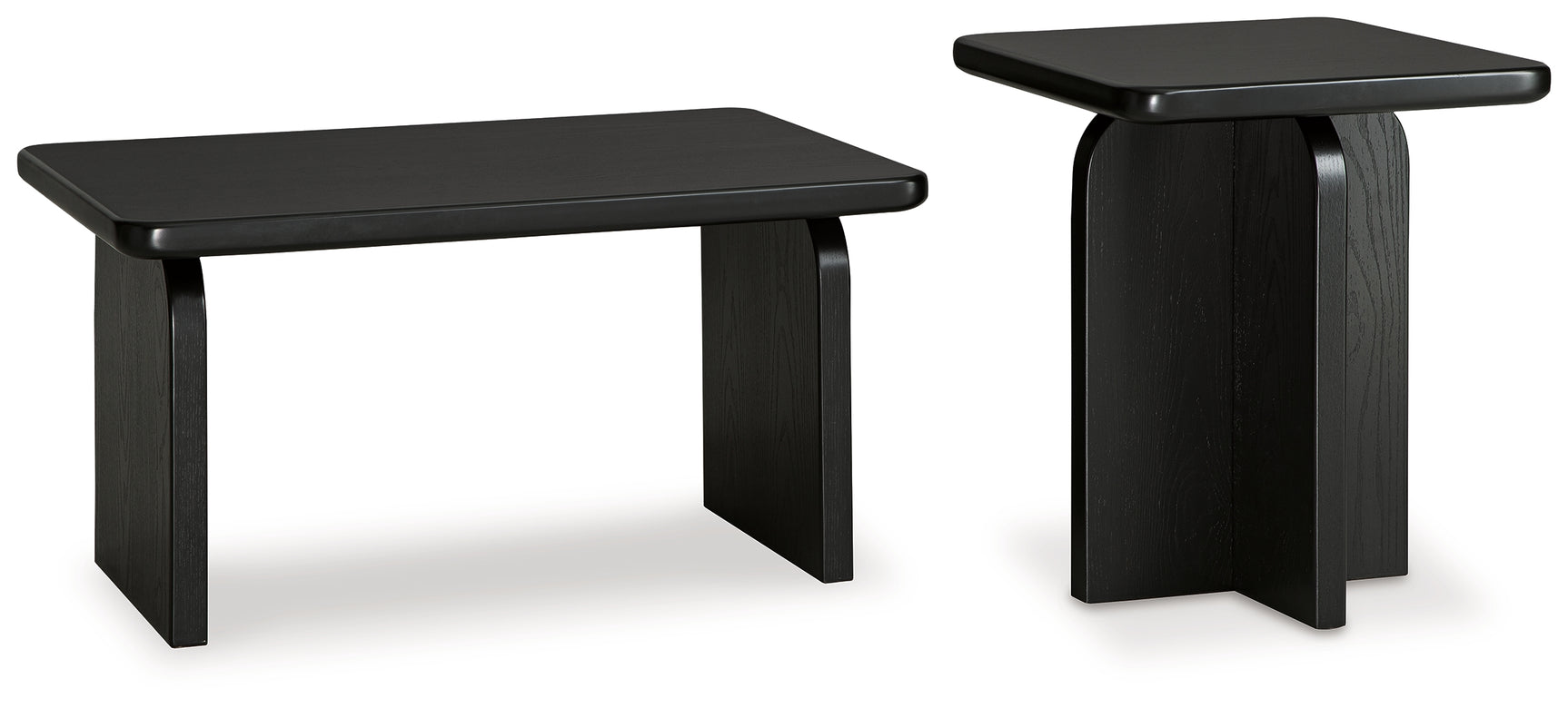 Side view of Mitchalli black end table with clean lines