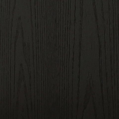 Close-up of Mitchalli table black finish and embossed wood grain