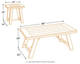 Dimensional diagram of Noorbrook 3-piece table set