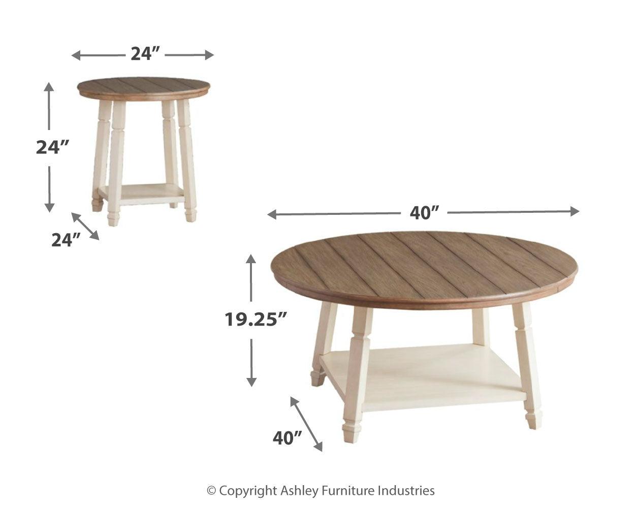 Bolanbrook Table Set dimensions diagram