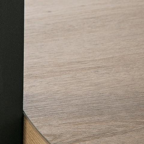 Base finish showing metal frame and oak wood grain shelf on Darthurst table set