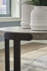 Detail view of Darthurst End Table light oak wood grain shelf