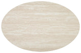 Tarica table set top view showing oval coffee table and round end tables