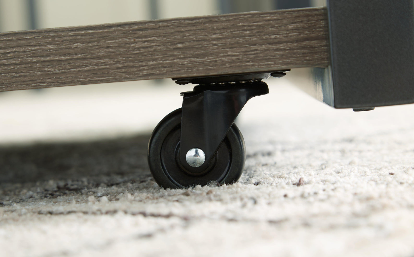 Close-up of coffee table caster detail