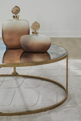 Korajane Table frame detail showing antiqued gold finish