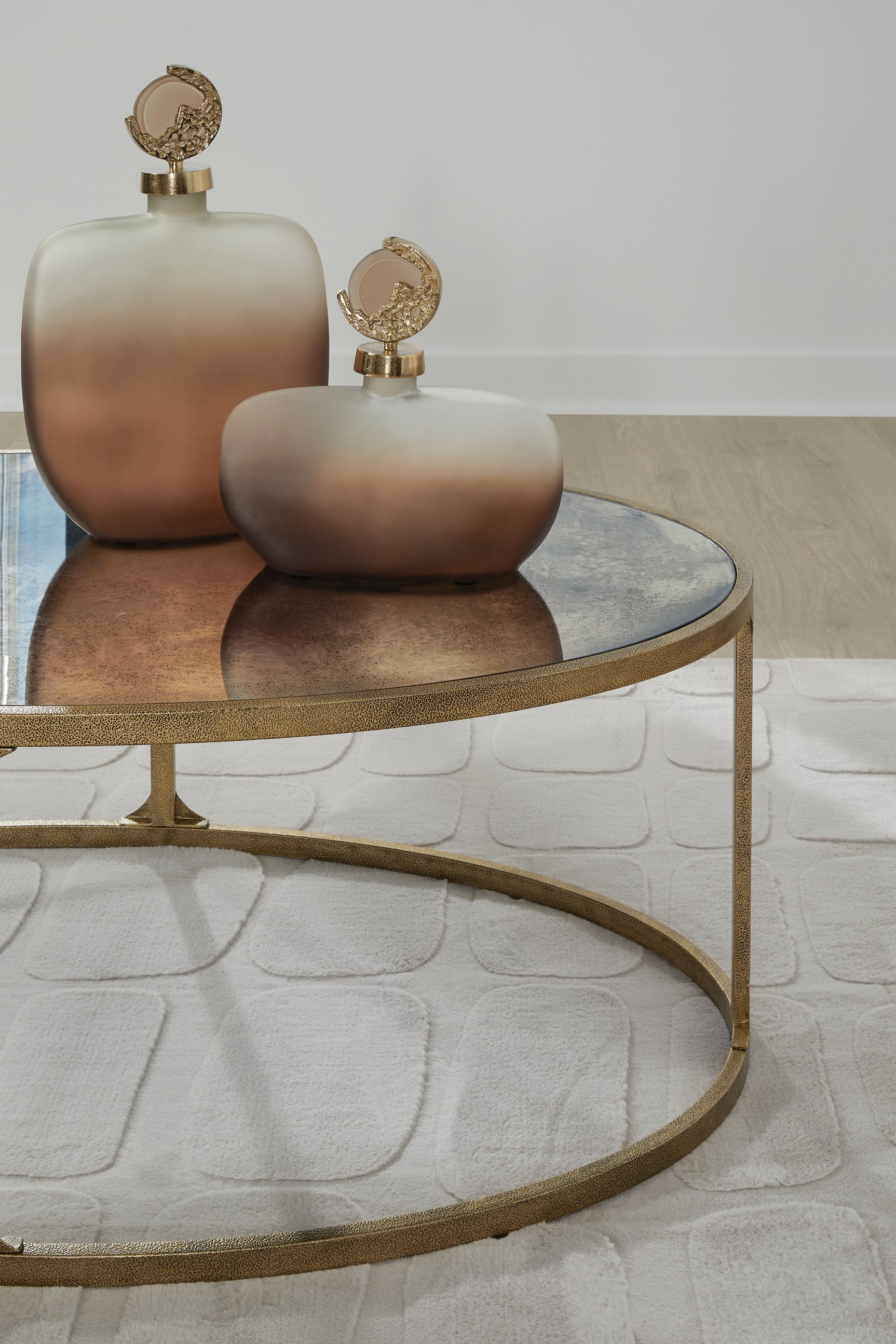 Korajane Table frame detail showing antiqued gold finish