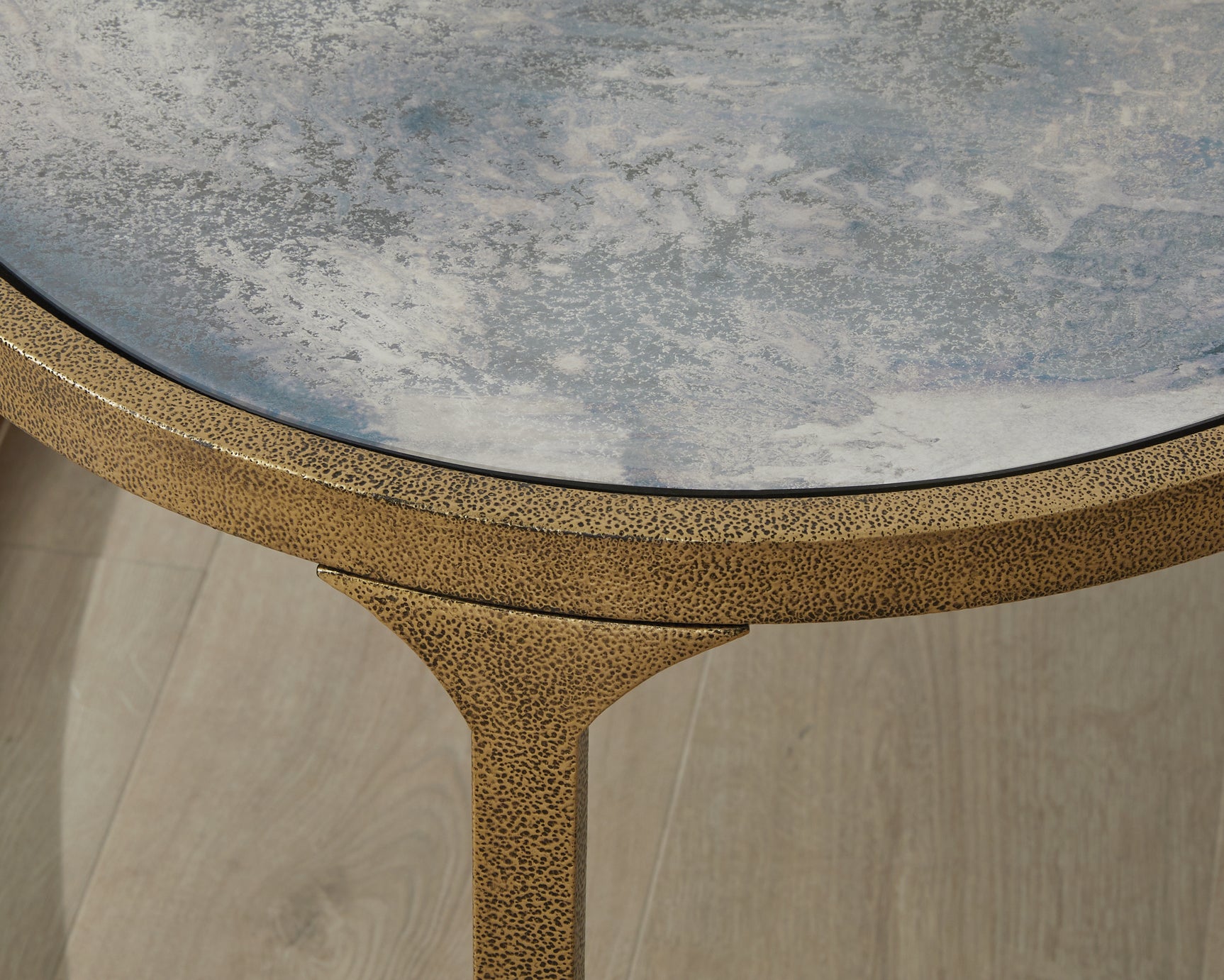 Korajane Coffee Table antiqued gold finish close-up