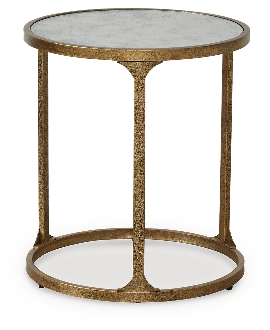 Korajane Antique Gold End Table head-on view showing frame