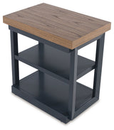 Side view of Landocken end table displaying shelf storage