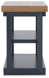 Landocken 3-piece accent table set brown wood tone slate blue