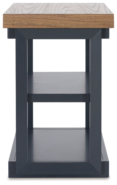 Landocken 3-piece accent table set brown wood tone slate blue