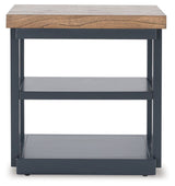 Landocken 3-piece accent table set brown wood tone slate blue