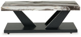 Cendill end table top view showing white faux marble surface
