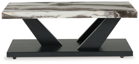 Cendill end table top view showing white faux marble surface