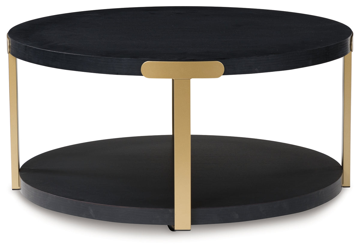Close-up of Shylore table metal legs with brass finish