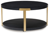 Close-up of Shylore table metal legs with brass finish