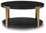 Shylore coffee table side view showing lower shelf
