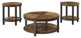 Roybeck Light Brown and Bronze end table side view with shelf