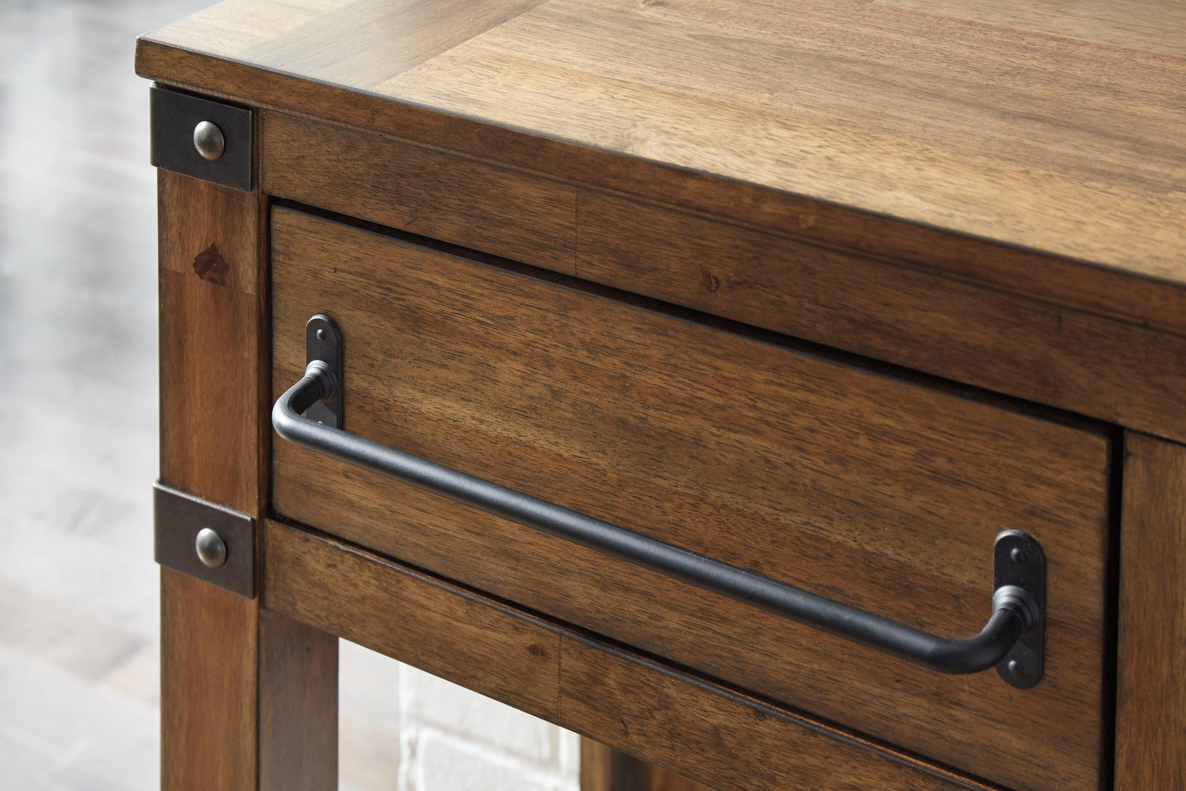 Close-up view of handle detail on Roybeck Cabinet