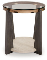 Frazwa end table with faux travertine shelf