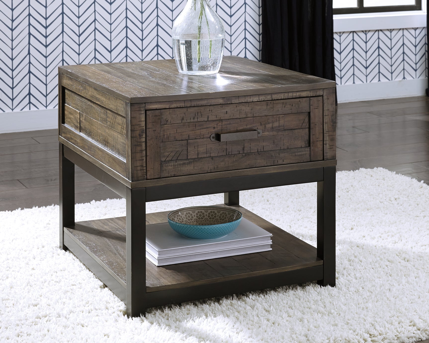 Johurst Grayish Brown Coffee Table with 1 End Table