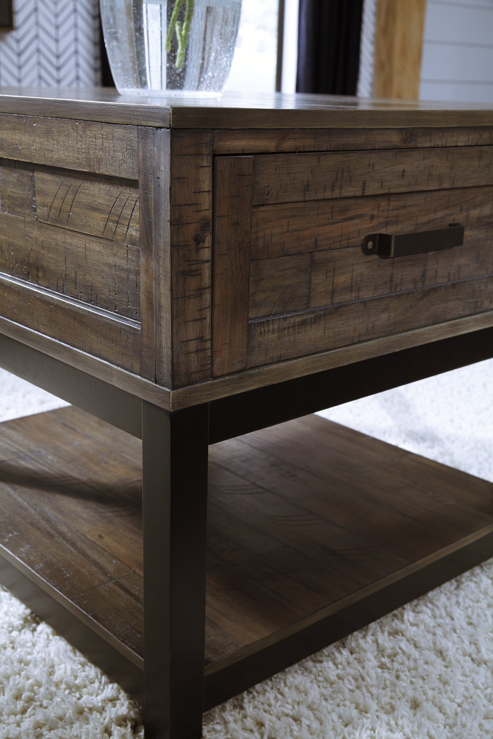 Johurst Grayish Brown Coffee Table with 1 End Table